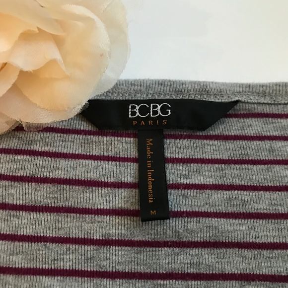 COPY - BCBG Gray Purple Striped Henley Top L/S Med - Picture 5 of 5